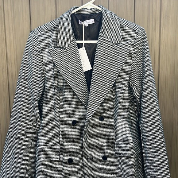 Trish Scully Women's Houndstooth Double Breasted Blazer 12 Wool Academia Preppy - Picture 2 of 11